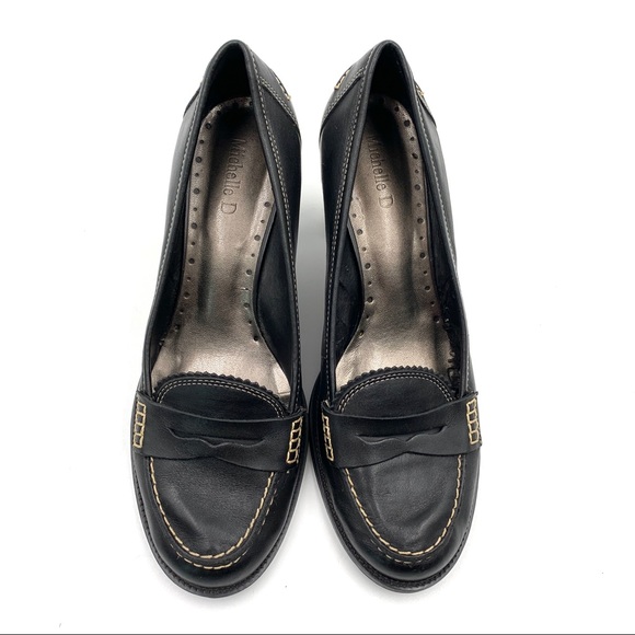 Michelle D Leather Black Heels - Picture 5 of 7